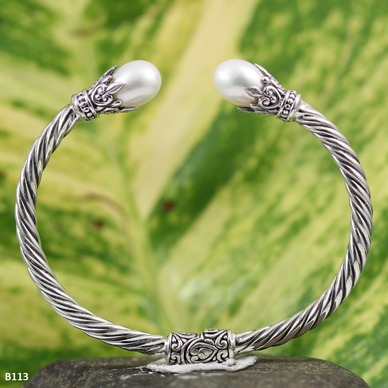 Bali Silver Pearl Bracelet B113MWTW388 - Image 2