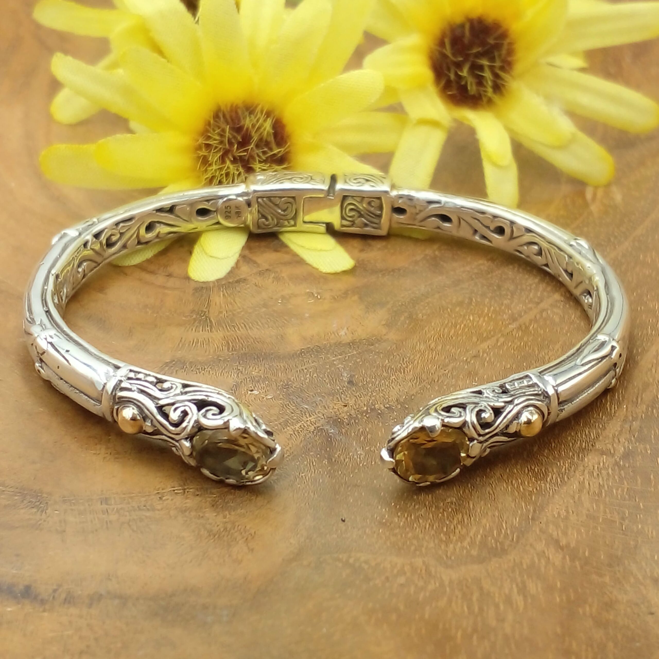 Sterling Silver Bali Gemstone Bracelet B136AMYW531 - Image 3