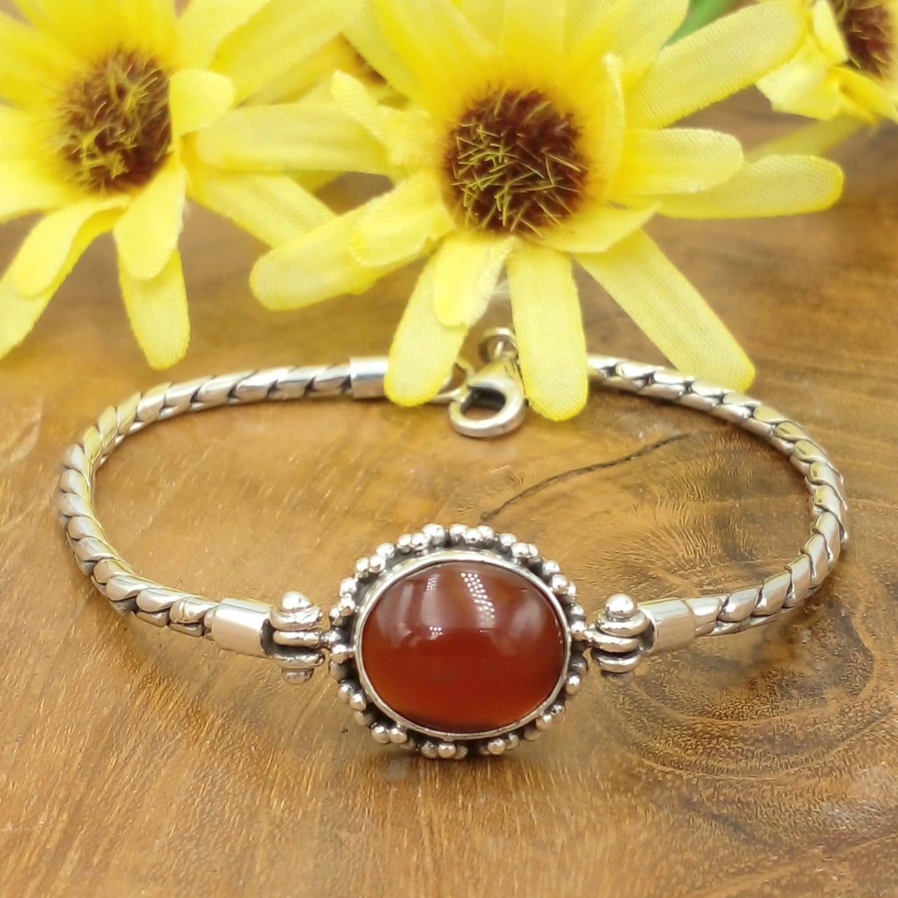 Elegant Bali Sterling Silver Gemstone Bracelet B599CLNW275 - Image 1
