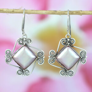 Bali Silver Mabe Pearl Earrings E065MWTW165 - Image 1