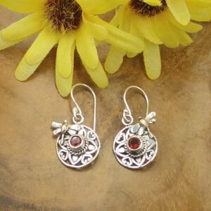 Bali Silver Gemstone Earrings E1735GRTW165 - Image 1