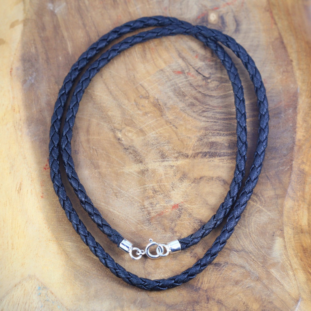Leather Necklaces With Silver Cap N082W65 - Image 1