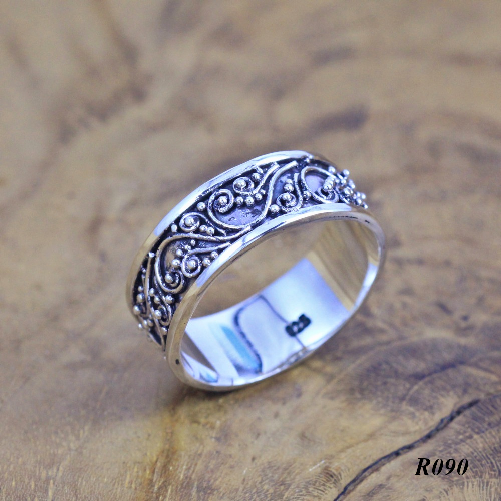 925 Balinese Silver Ring with Wide Javanese Tendrils  R090W75 - Image 2