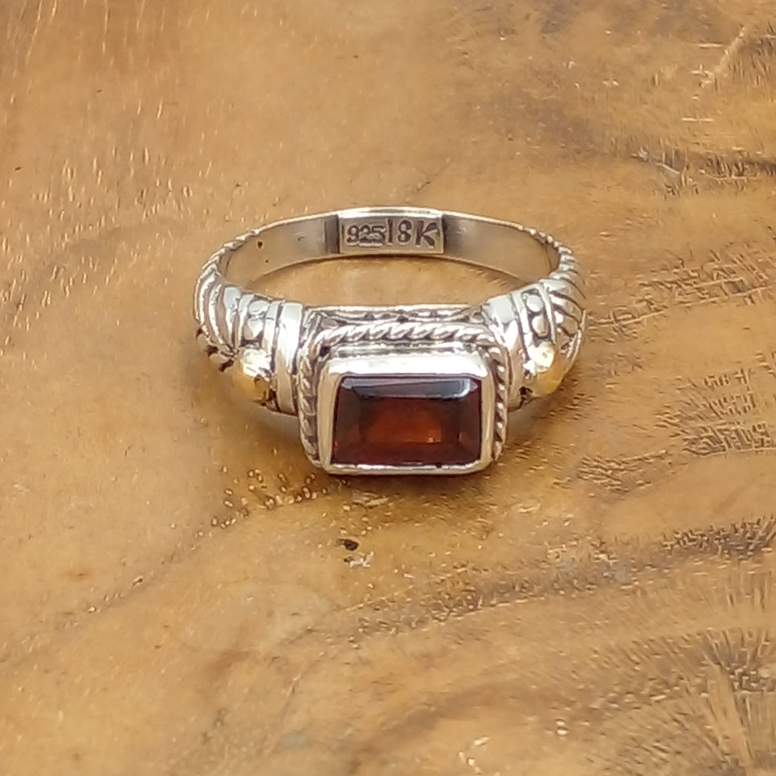 Bali Silver Gemstone Ring R590AMYW175 - Image 1
