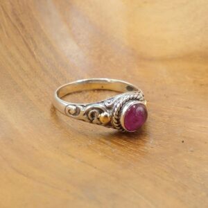 Sterling Silver Bali Ring With Gold And Gem R671TQSW155 - Image 2