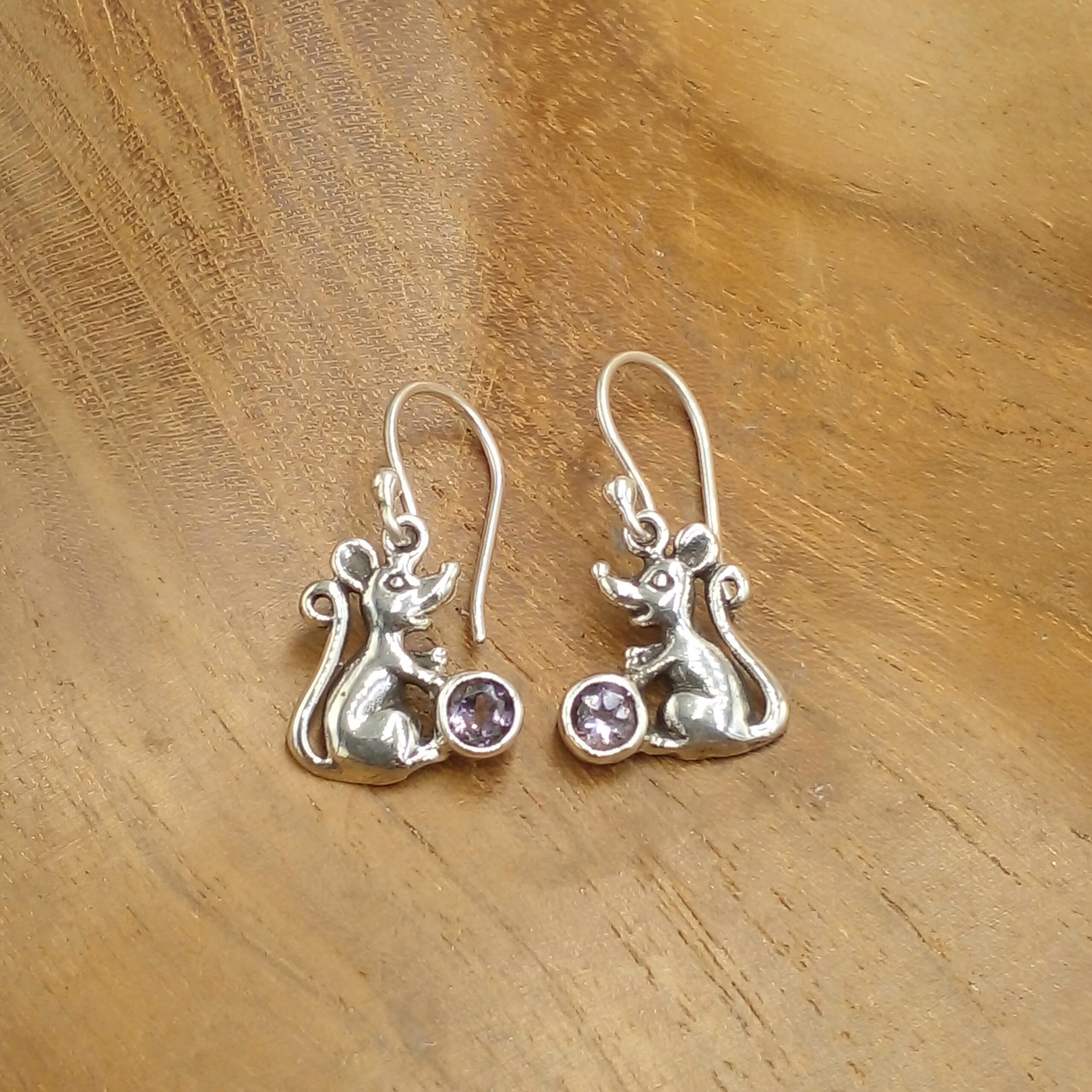 Gemstone Rat Silver Earrings 1777AMYW160 - Image 1