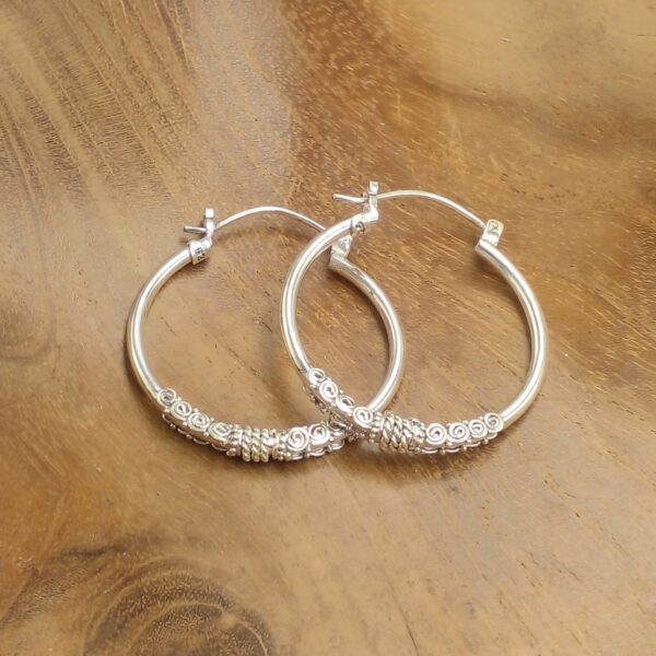 Silver Hoop Ball Earrings E1779W260