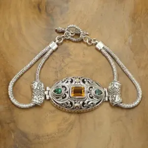Balinese silver chain bracelet with Balinese carvings B662GG-W1551 - Image 3
