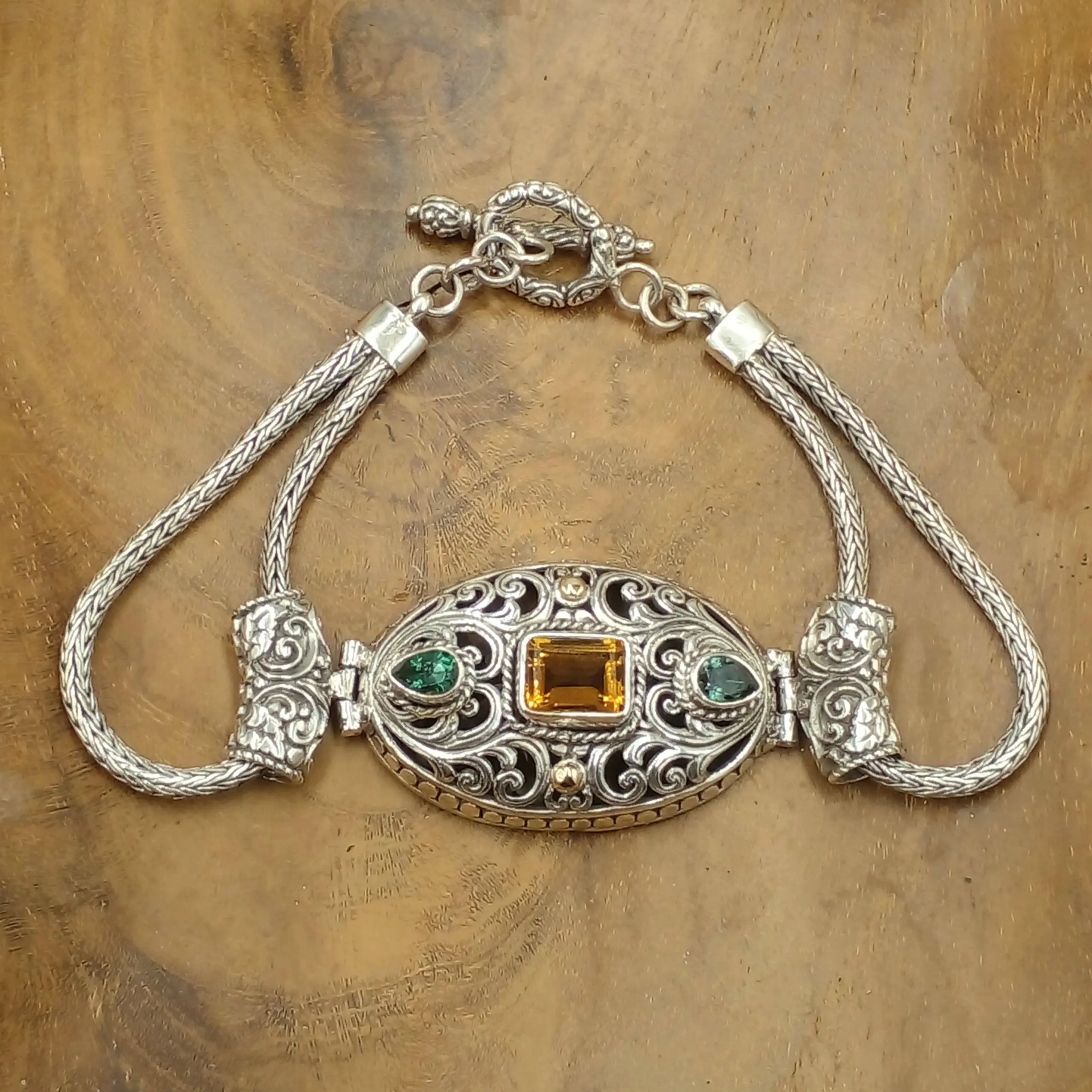 Balinese silver chain bracelet with Balinese carvings B662GG-W1551 - Image 3