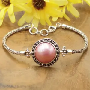 Mabe Pearl Silver Chain Bracelet B663MWTW771 - Image 3