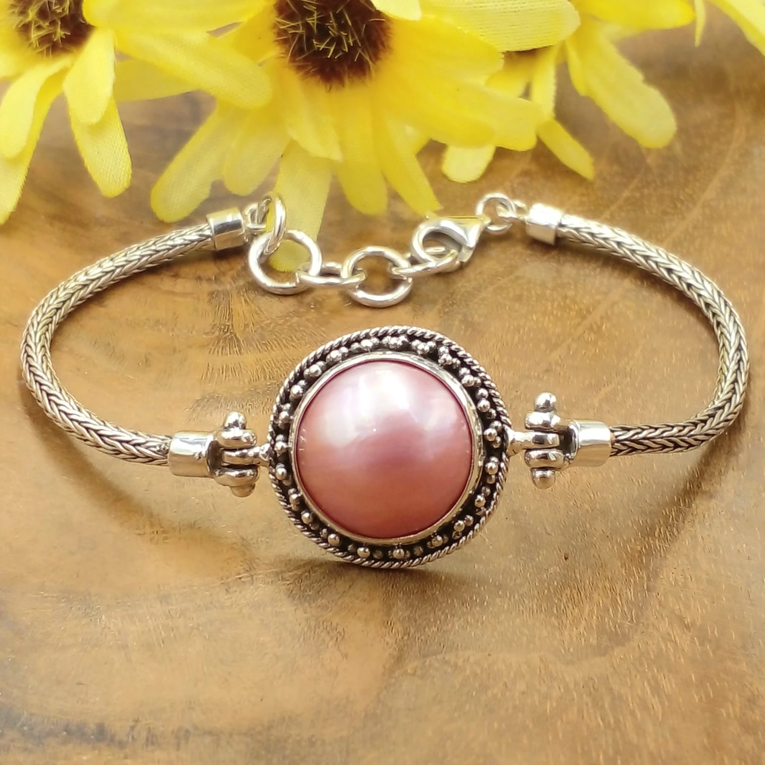 Mabe Pearl Silver Chain Bracelet B663MWTW771 - Image 3