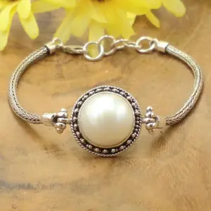Mabe Pearl Silver Chain Bracelet B663MWTW771 - Image 1