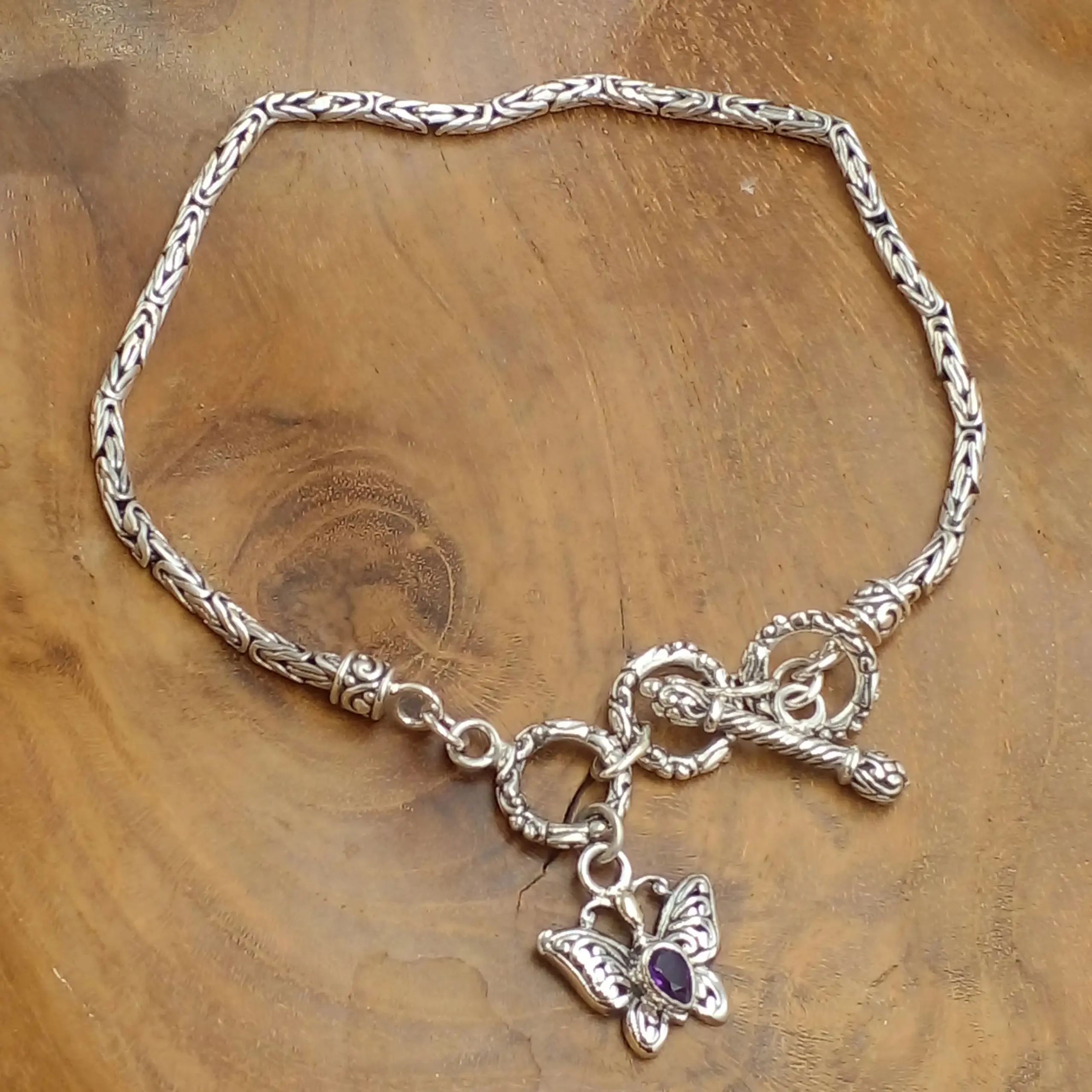 Chain Bracelet with Butterfly and Gem Ornaments B687W748 - Image 1