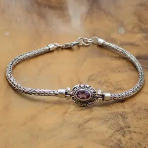 Balinese Silver Oval Chain Bracelet B702AMYW415 - Image 1
