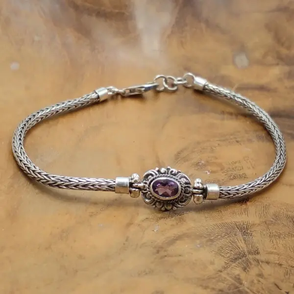 Balinese Silver Oval Chain Bracelet B702AMYW415
