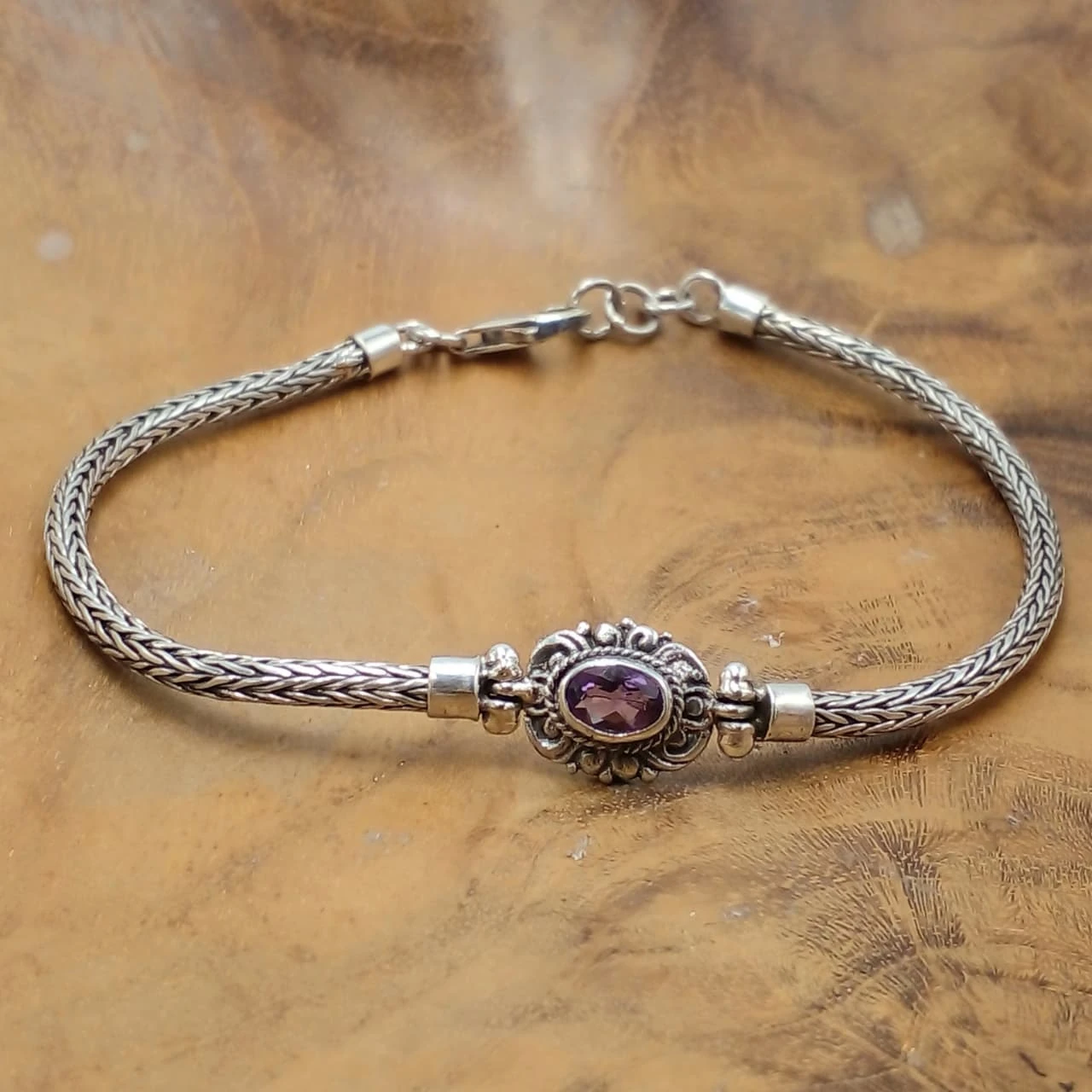 Balinese Silver Oval Chain Bracelet B702AMYW415 - Image 1