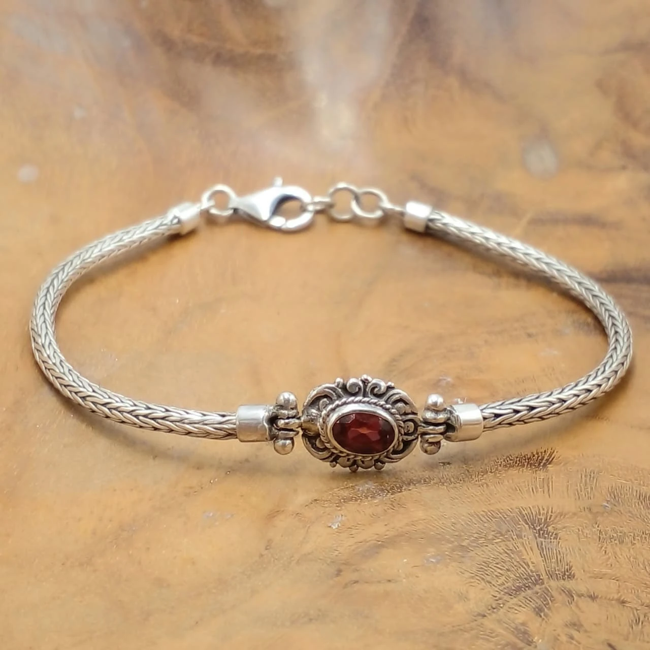 Balinese Silver Oval Chain Bracelet B702AMYW415 - Image 2