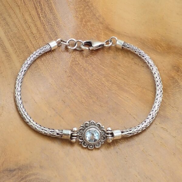 Women's Silver Flower Chain Bracelet B703AMYW415