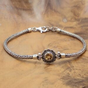 Women's Silver Flower Chain Bracelet B703AMYW415 - Image 3