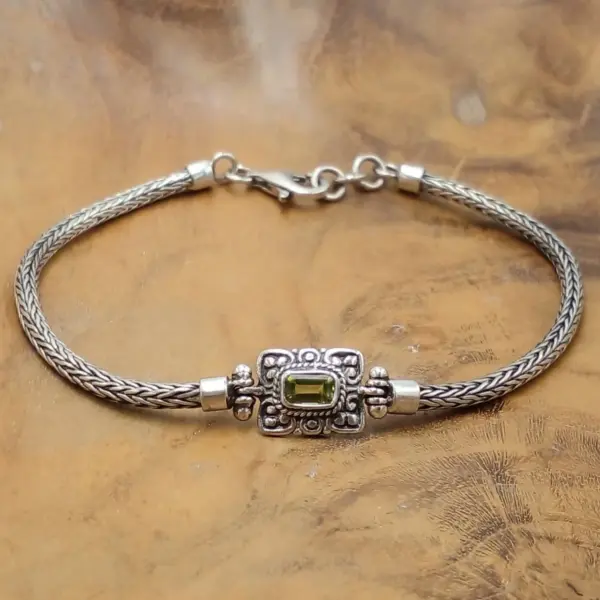 Balinese Silver rectangle Chain Bracelet B704GRTW415