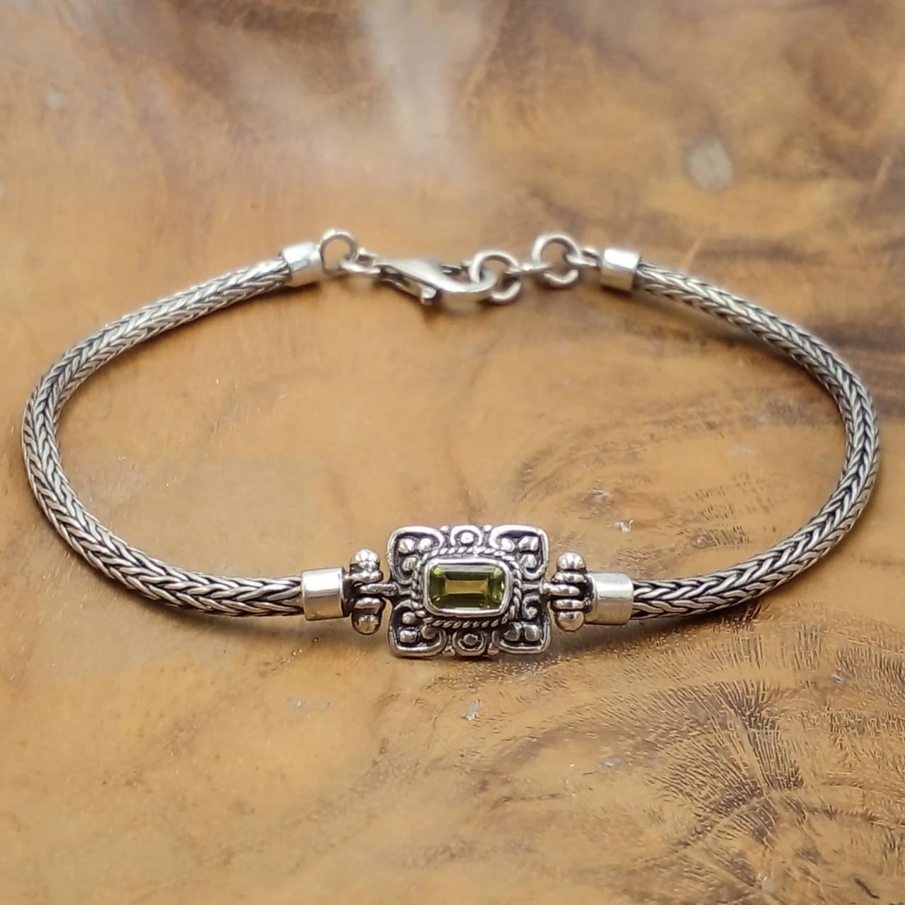 Balinese Silver rectangle Chain Bracelet B704GRTW415 - Image 2