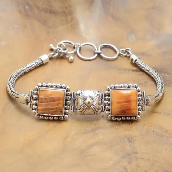 Silver Chain Bracelet With Gems B706W831