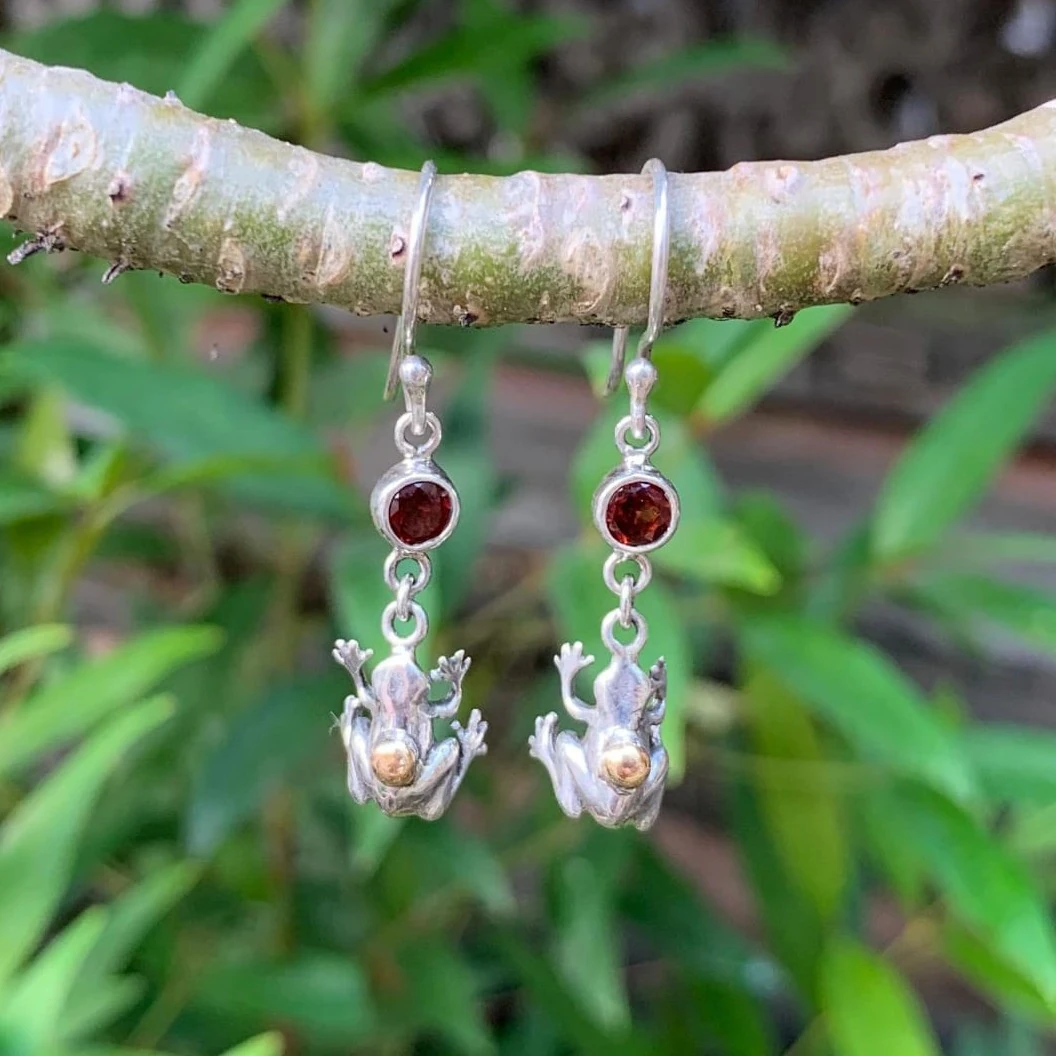 Frog Earrings With Gold & Gems E1802CTRW230 - Image 2