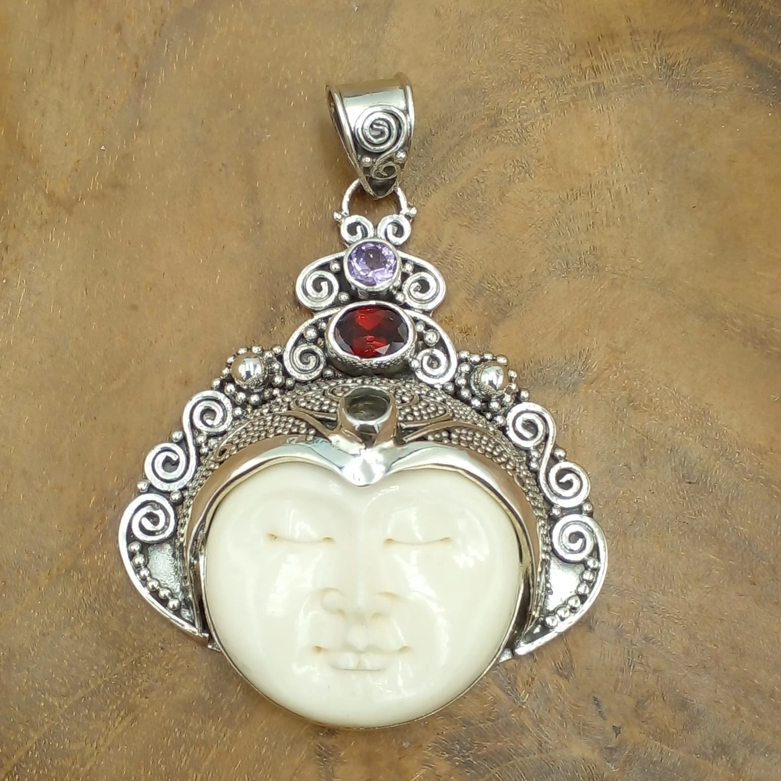 Balinese Carved Silver Pendant P807A-W618 - Image 1