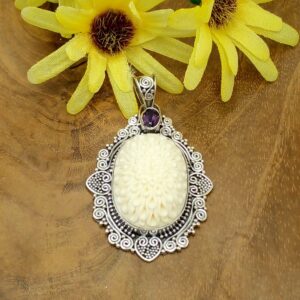 Balinese Carved Silver Pendant P815AMYW498 - Image 1