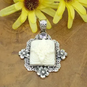 Balinese Carved Silver Pendant P817AMYW406 - Image 1
