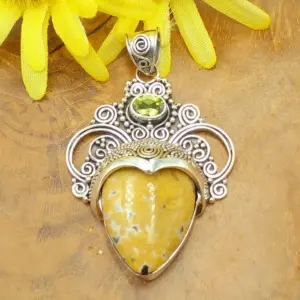 Balinese Silver Pendant with Gems P827B-W646 - Image 1