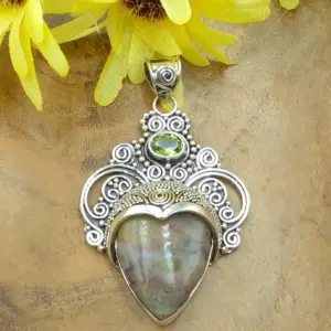 Balinese Silver Pendant with Gems P827B-W646 - Image 3