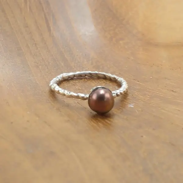 Balinese Carved Silver Ring With Pearls R684MBKW115