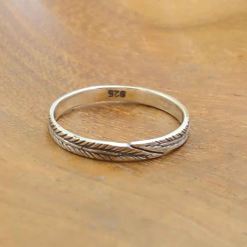 Silver Ring with Palm Leaf Engraved R689W65 - Image 1