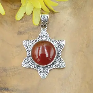 Balinese Silver Pendant with Gems P839C-W378 - Image 1
