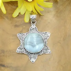 Balinese Silver Pendant with Gems P839C-W378 - Image 2