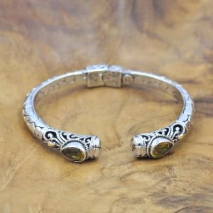 Balinese Silver Bracelet With Gems B528AMYW1722