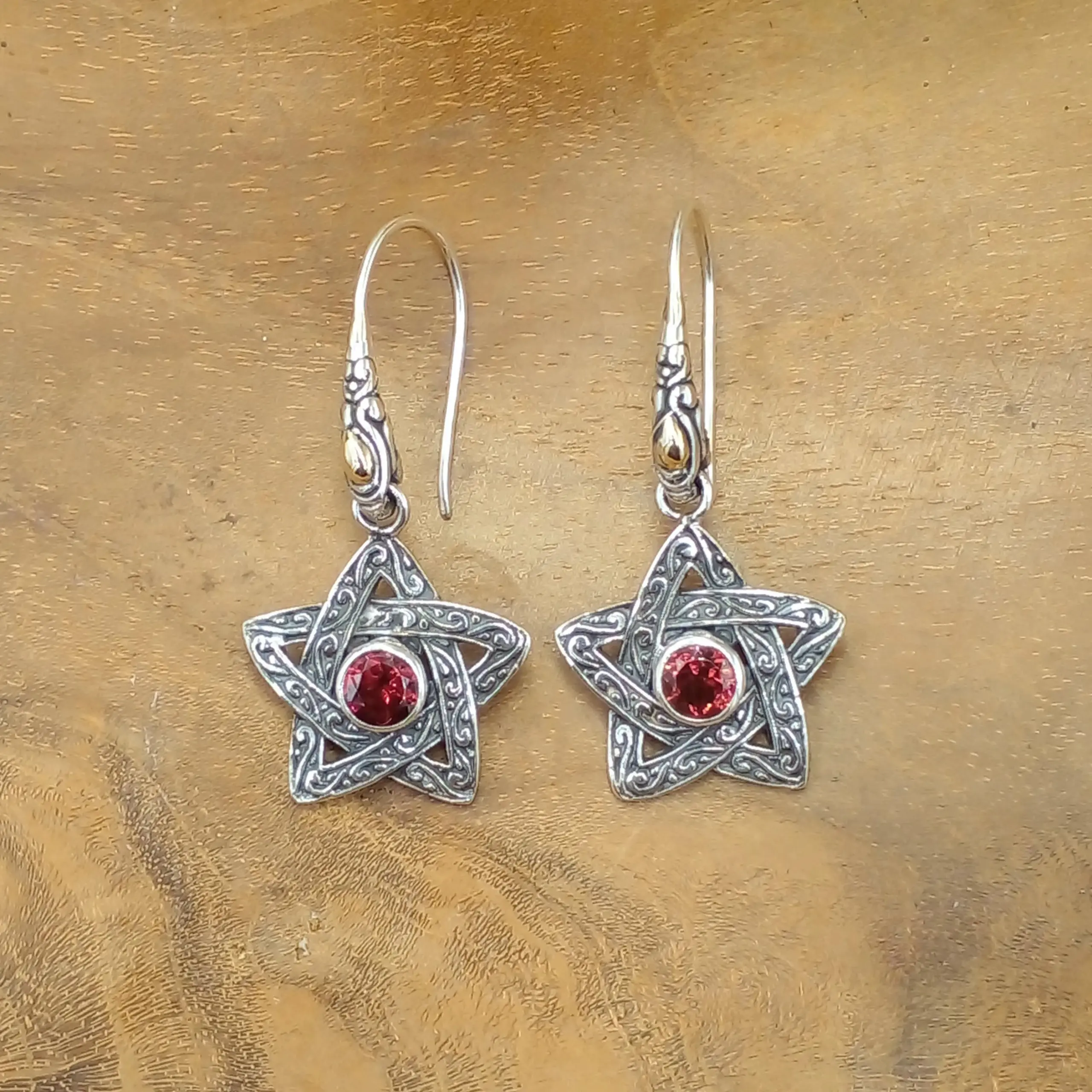 Balinese Silver Earrings With Gems E1757BTZW332