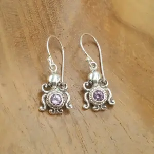 Classic Filigree Octopus Motif Silver Craft Hanging Earrings E1881AMYW190 - Image 1