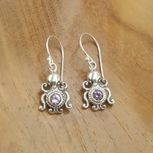 Classic Filigree Octopus Motif Silver Craft Hanging Earrings E1881AMYW190