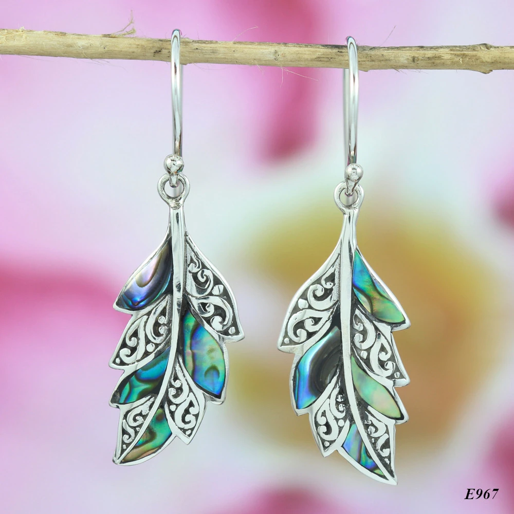 Balinese Silver Paua Shell Earrings Abalone E967ABLW200 - Image 1