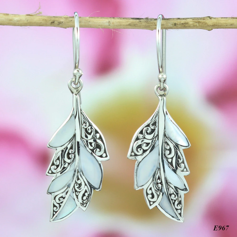 Balinese Silver Paua Shell Earrings Abalone E967ABLW200 - Image 2
