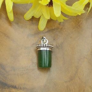 925 Silver Green Jade Tooth Pendant P874W323
