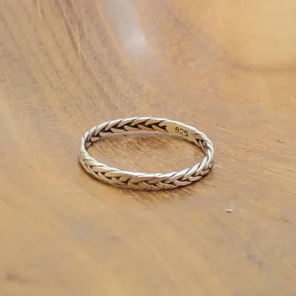 Balinese 925 Silver Ring with Minimalist Ethnic Braided Rope R701W95
