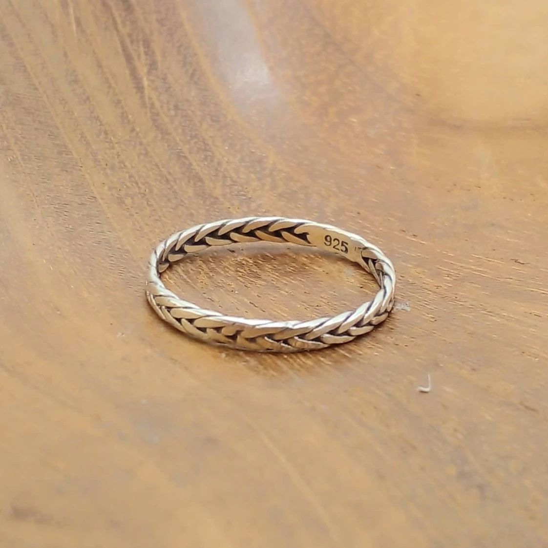 Balinese 925 Silver Ring with Minimalist Ethnic Braided Rope R701W95 - Image 1