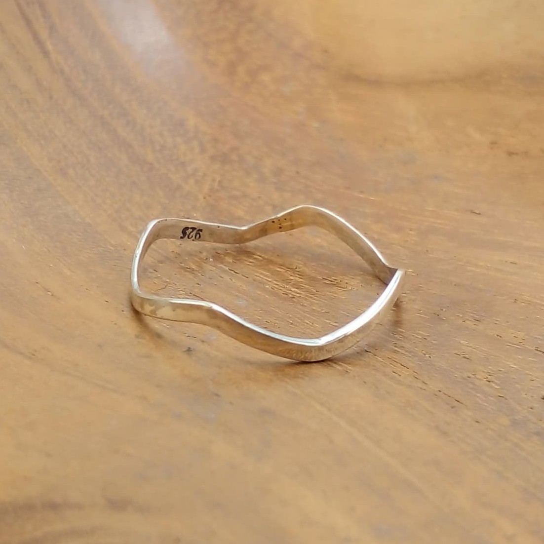 Authentic 925 Sterling Silver Ring with Wave Curve Design R705W75 - Image 1
