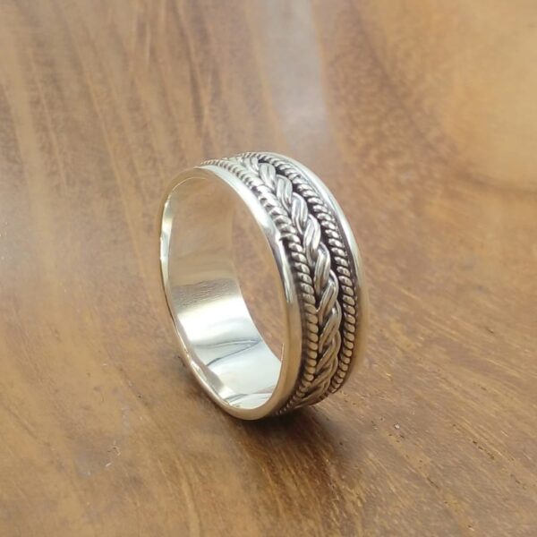 Authentic 925 Balinese Silver Ring with Ethnic Braided Motif R706W250